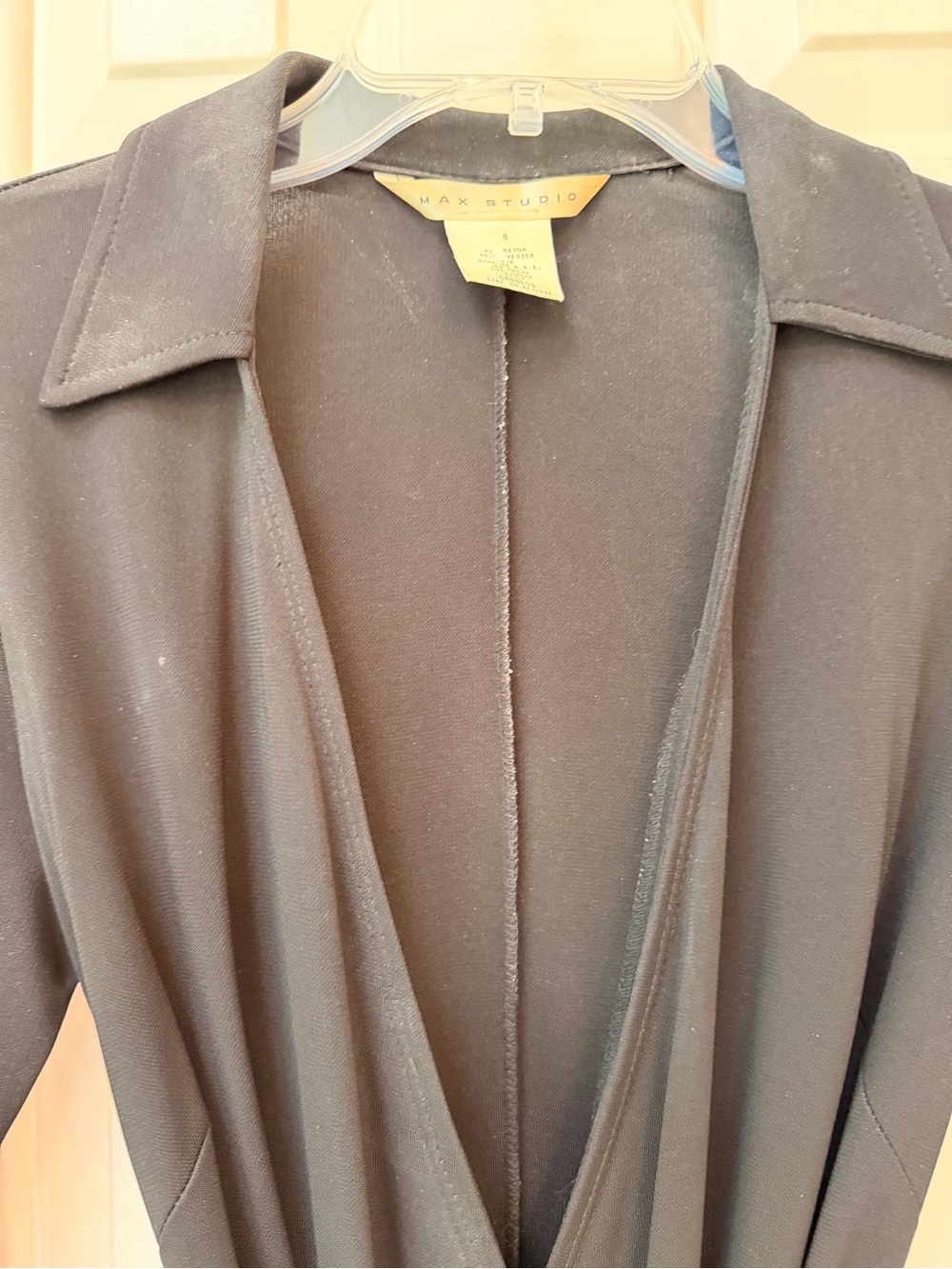 Max Studio Classic Black Wrap Dress with Tie Waist with Give and Stretch, Sz S - Picture 3 of 15
